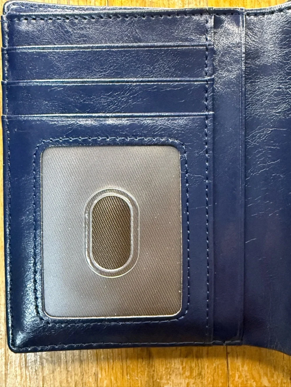 Bostonian Navy Blue Leather Wallet Bifold Snap Coin Pocket NEW